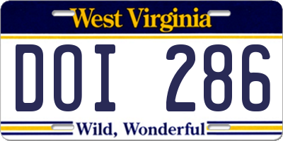 WV license plate DOI286