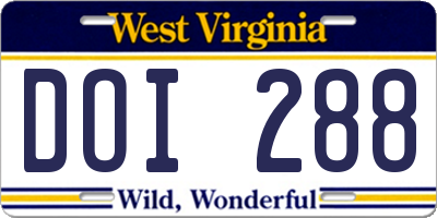 WV license plate DOI288