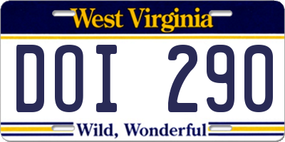 WV license plate DOI290
