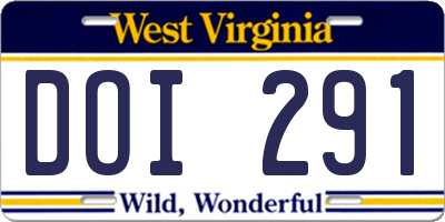 WV license plate DOI291