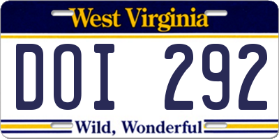 WV license plate DOI292