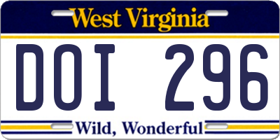 WV license plate DOI296
