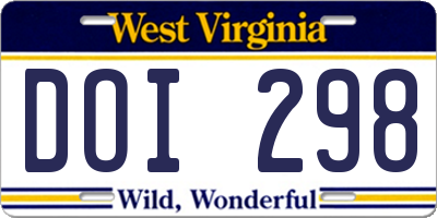 WV license plate DOI298