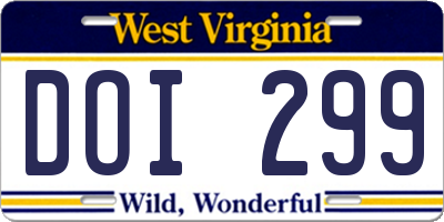 WV license plate DOI299