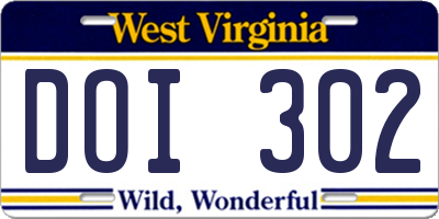 WV license plate DOI302