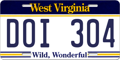 WV license plate DOI304