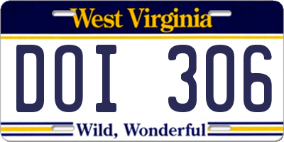 WV license plate DOI306
