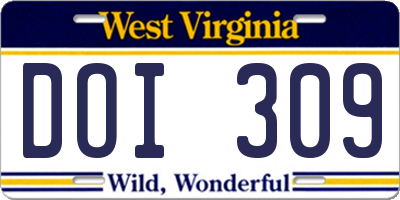 WV license plate DOI309