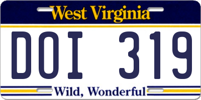 WV license plate DOI319