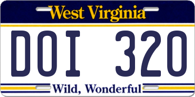 WV license plate DOI320