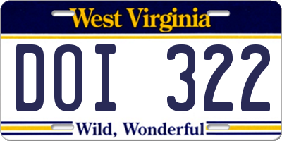 WV license plate DOI322