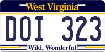 WV license plate DOI323