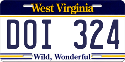 WV license plate DOI324