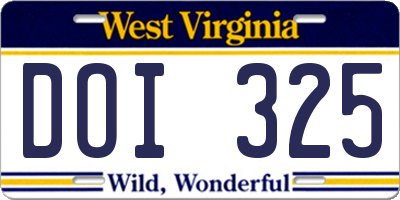 WV license plate DOI325