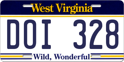 WV license plate DOI328