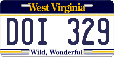WV license plate DOI329