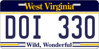 WV license plate DOI330