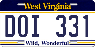 WV license plate DOI331