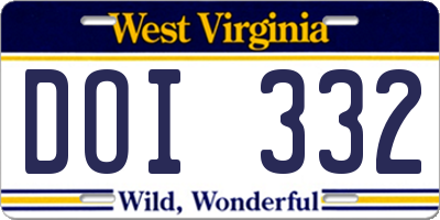 WV license plate DOI332