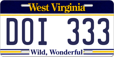 WV license plate DOI333