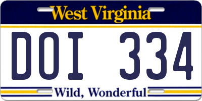 WV license plate DOI334