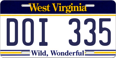 WV license plate DOI335