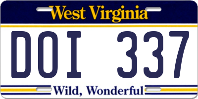 WV license plate DOI337