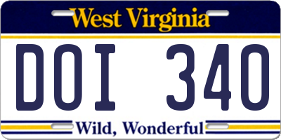 WV license plate DOI340