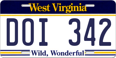 WV license plate DOI342