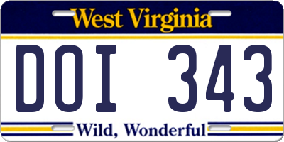 WV license plate DOI343