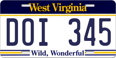 WV license plate DOI345