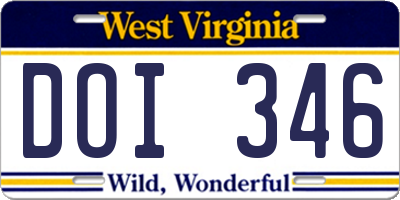 WV license plate DOI346