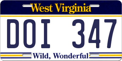 WV license plate DOI347