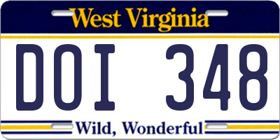 WV license plate DOI348