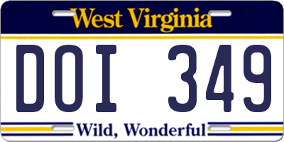 WV license plate DOI349