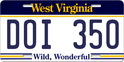 WV license plate DOI350