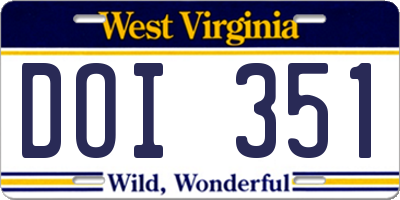 WV license plate DOI351