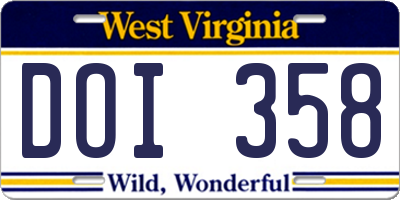WV license plate DOI358