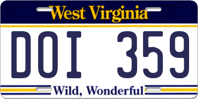 WV license plate DOI359