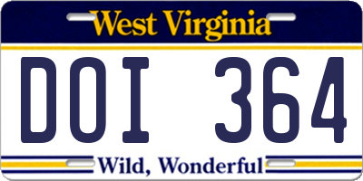 WV license plate DOI364
