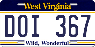 WV license plate DOI367