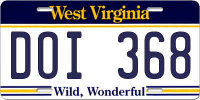 WV license plate DOI368