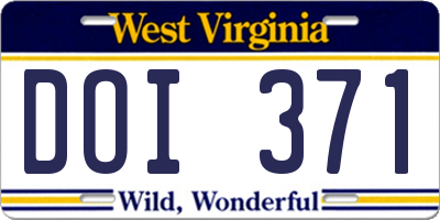 WV license plate DOI371