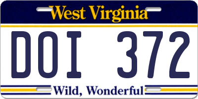 WV license plate DOI372