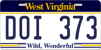 WV license plate DOI373