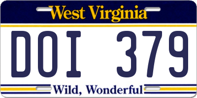 WV license plate DOI379