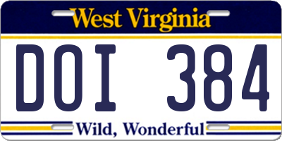 WV license plate DOI384