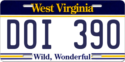 WV license plate DOI390