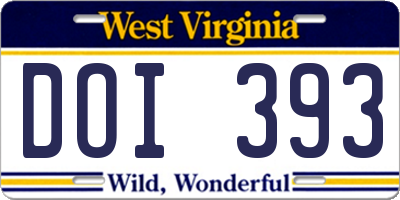 WV license plate DOI393