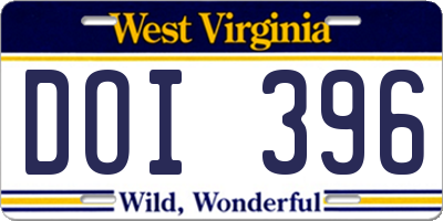 WV license plate DOI396